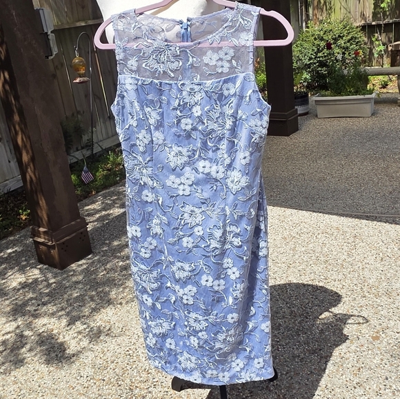 Alex Evenings Floral Lace Embroidered Sleeveless Dress Baby Blue 6 - Picture 9 of 16